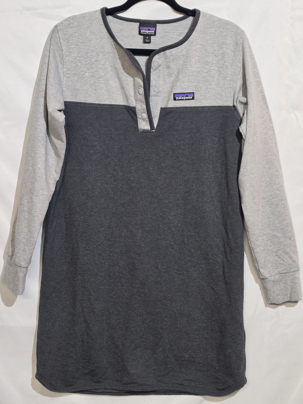 Patagonia Women's Ahnya Henley Fleece Dress - Gray Colorblock Size Medium